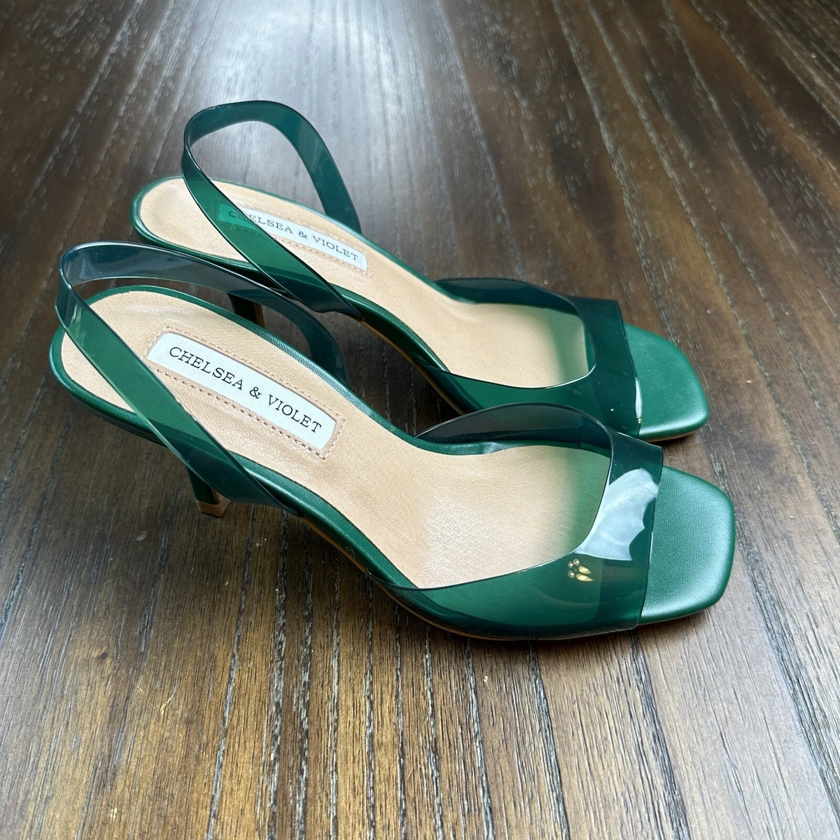 Green outlet clear heels