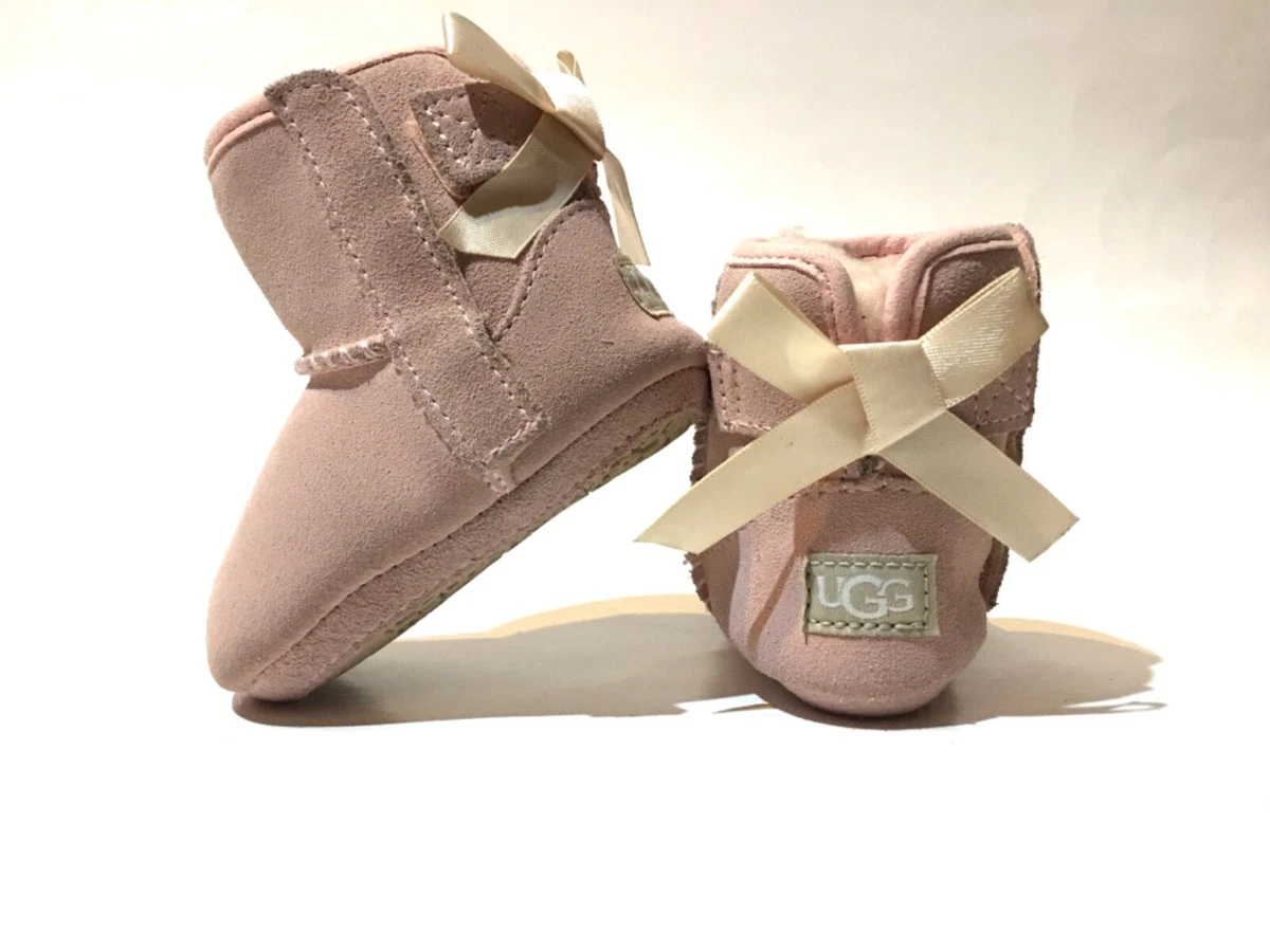 GIRLS PINK UGG BOOTS INFANT SIZE 0/1 BABY JESSE BOW II BOOTIES LIGHT PINK  UGGS