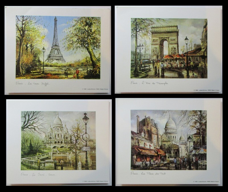 1980 - 1981 Lutece Edition: Set of 4 Paris Lithographs 6 x 7.5