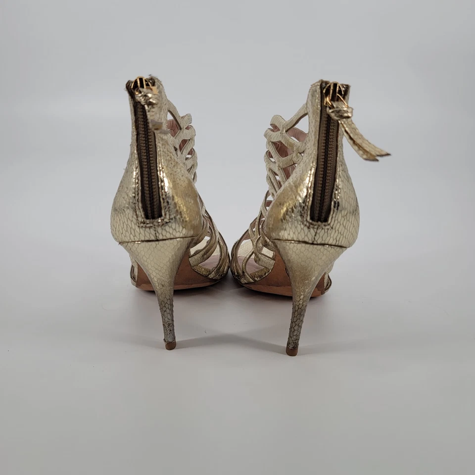 Sandalias metálicas enjauladas doradas Elie Tahari talla 39 Foto 2 de 3