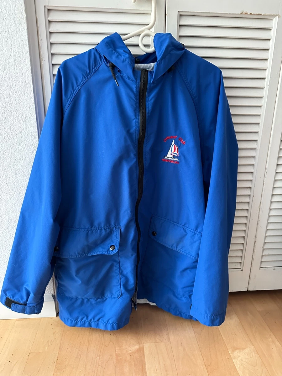 Newport Officer s Club Logo Sailing Windbreaker Jacket Blue. Mens