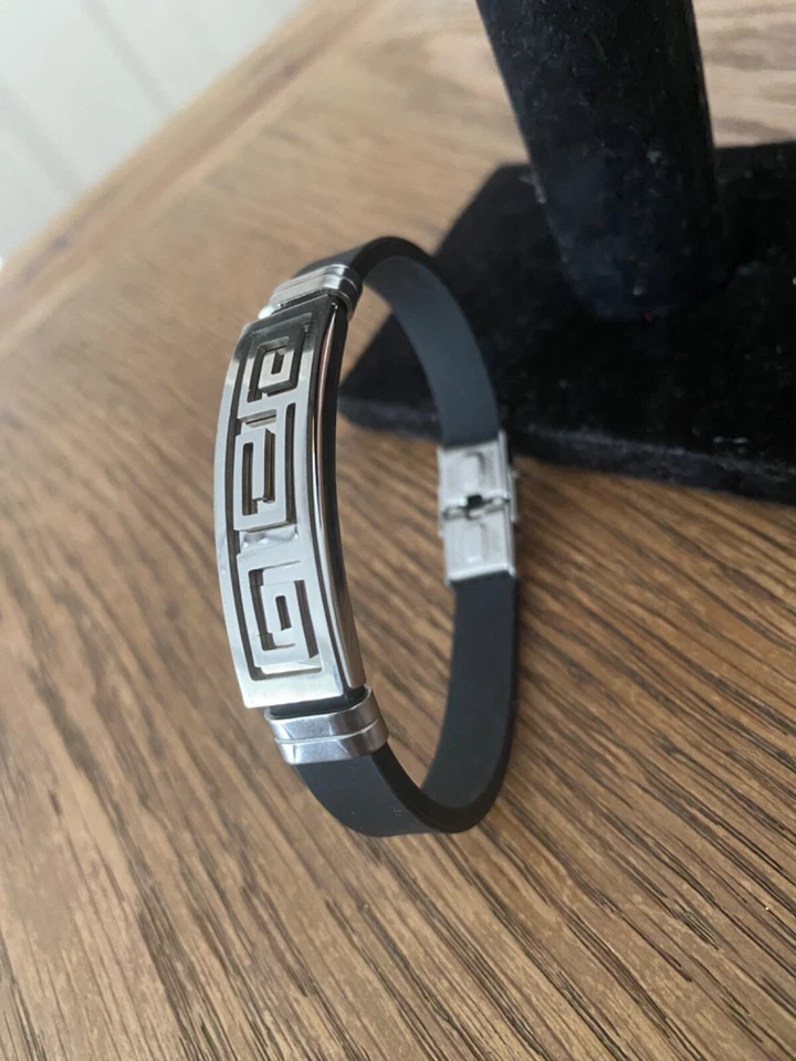 Pulsera hombre silicona chapada en plata Foto 2 de 3