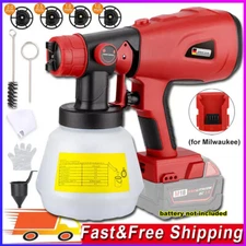 1000ML Cordless High Pressure Spray Gun Paint Sprayer For Milwaukee 18V Battery