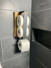 Toilettenpapierhalter Holz Stahl Handgefertigtes UNIKAT Altes Eichenholz