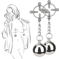 Breast Nipple Clamps Clitoris Clip Weights Ball BDSM Bondage Sex Toy Play Female