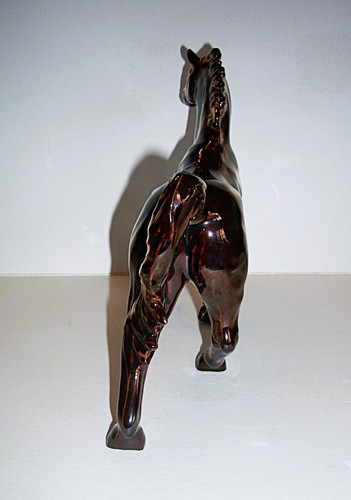 Vintage 1950s Ceramic Horse 7.5" Dark Golden Bronze Brown Running Ceramic Horse - Picture 4 of 8