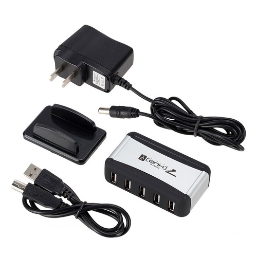Vertikaler USB-Hub, 7 Ports, USB 2.0-Splitter mit Netzteil für PC (USA) - Afbeelding 7 van 11