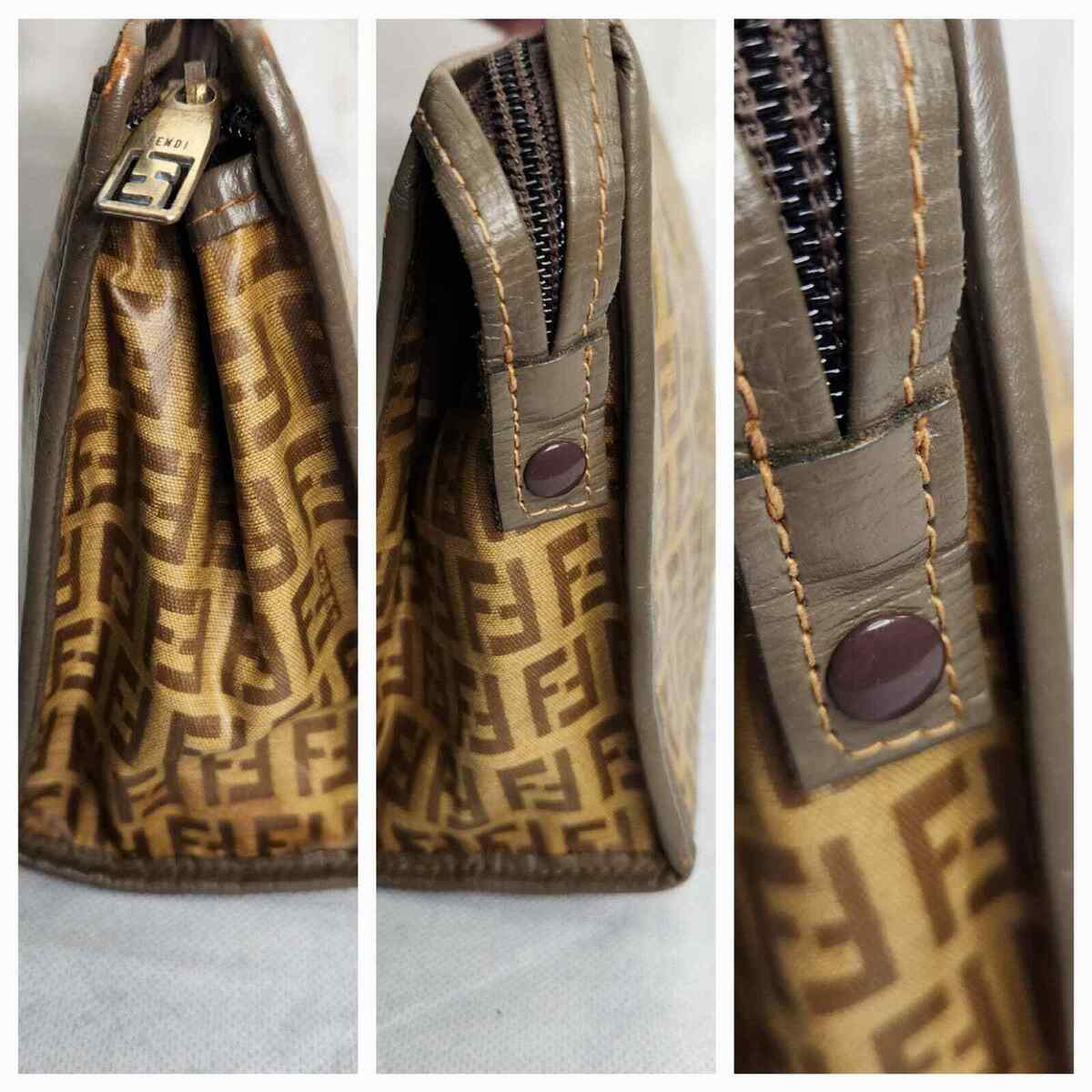 Vintage Fendi Clutch Handbag Zucchino FF Logo Pattern Bag Vintage Fendi Clutch Handbag Zucchino FF Logo Pattern Bag