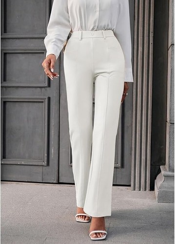 Damen Stretchig Gerade Bootcut Anzughose Business Freizeit mit Taschen - Bild 1 von 6