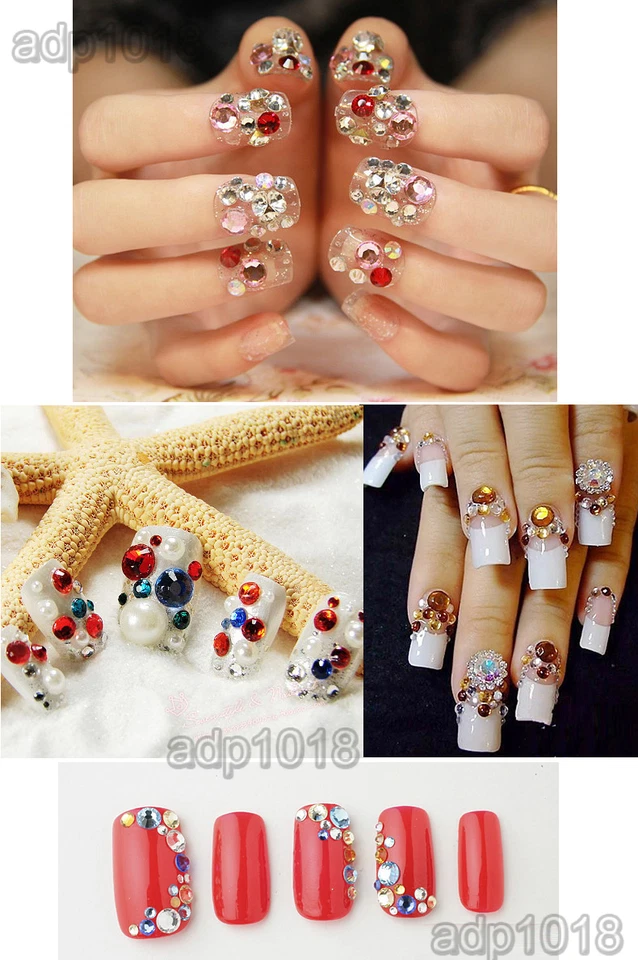 1440 piezas Diamantes de imitación de cristal planos de alta calidad tamaño mezclado al azar sin revisión Foto 4 de 4