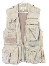 Vintage Banana Republic Vest Mens Medium Khaki Safari Travel Multi Pocket 90s