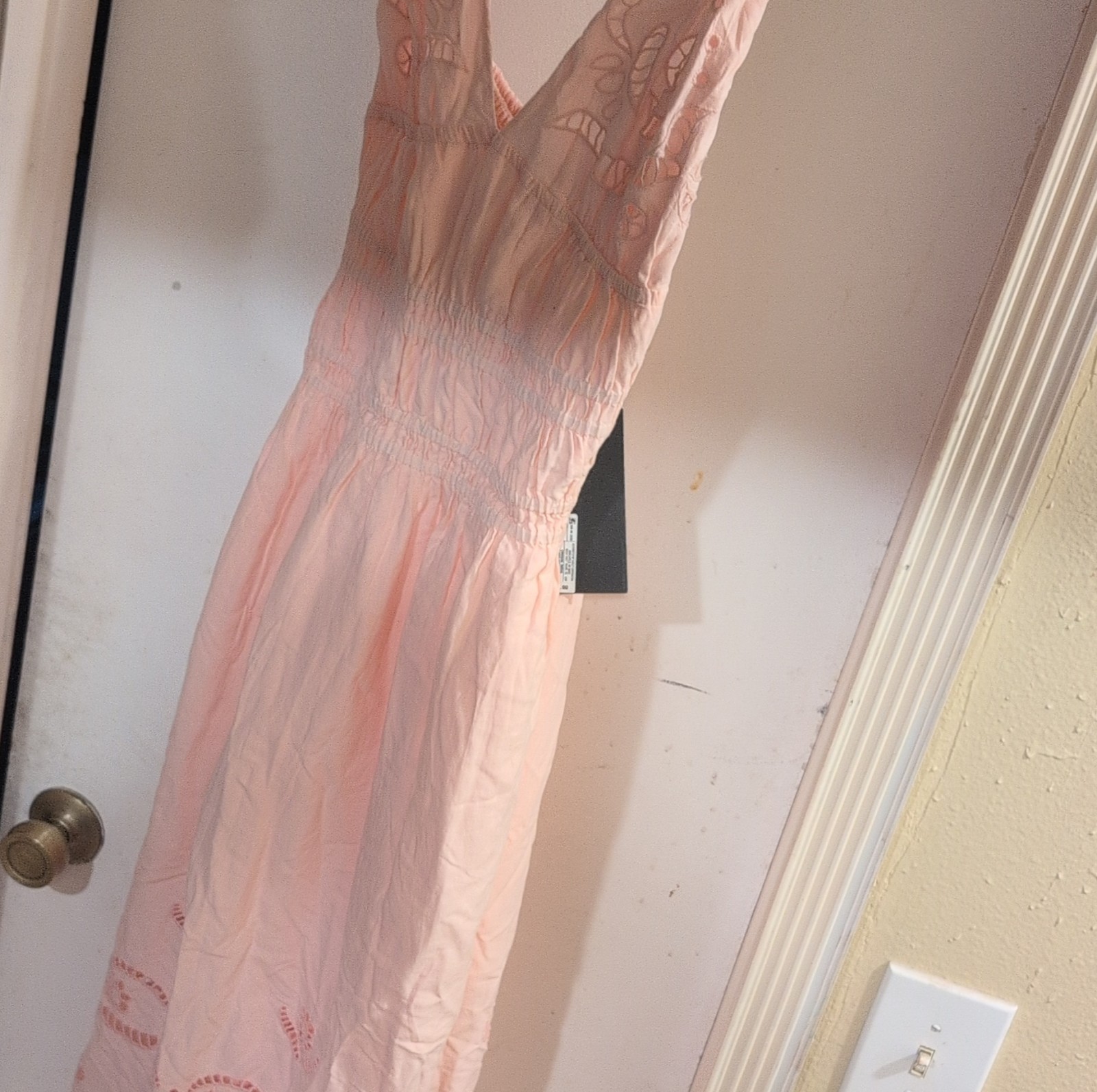 Future Collective Light Pink Embroidered Sleeveless V-Neck Maxi Dress Size L