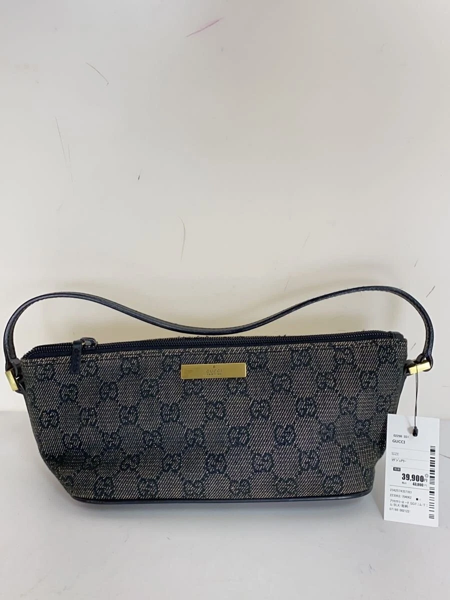 Gucci — GUCCI Accessory Pouch GG Denim Denim BLK Allover From Japan