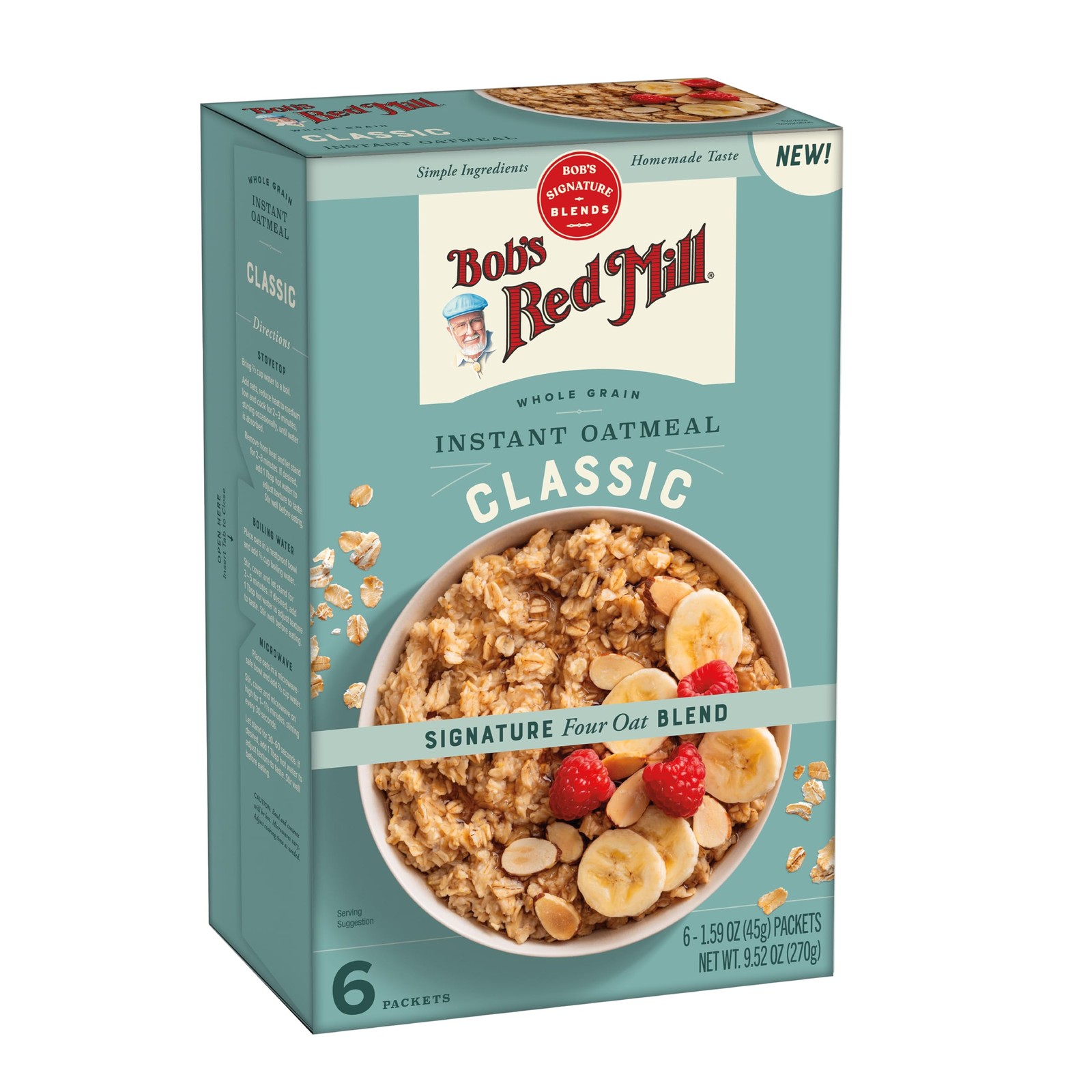 Bob's Red Mill Instant Oatmeal Packets, Classic, 6 6 Count (Pack of 1) 