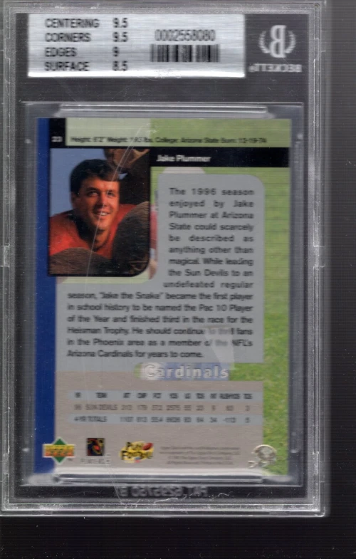 SLA253- 1997 SP Authentic #23 Jake Plummer RC - BGS Mint (9) - Image 2 of 2