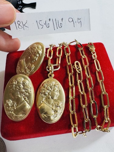Pure 18K 750 Real Genuine Gold Queen ll Earring Necklace 15.6/16” long 4mm 9.5g - Picture 23 of 24