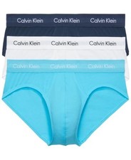 Calvin Klein Moisture Wicking Hip Briefs Men's XL Light Blue/White/Dark Blue