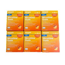 6 Pack Lot Amazon Basic Care Nicotine Polacrilex Gum 2 mg FRUIT 160 Exp 10/2026