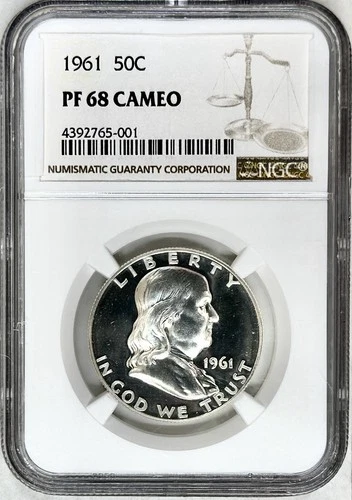1961 PROOF FRANKLIN HALF DOLLAR NGC PF68 CAMEO