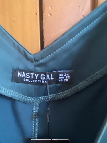 NWT Nasty Gal Green Teal Satin Mini Slip Dress Party US size 20 party - Picture 15 of 18