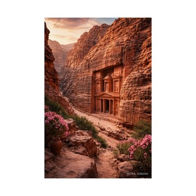 Petra Poster | Treasury, Canyon, Jordan, Matte Vertical Poster