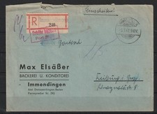 Gebühr bezahlt R-Brief Not-R-Zettel Immendingen - Freiburg, 1947 #1096475