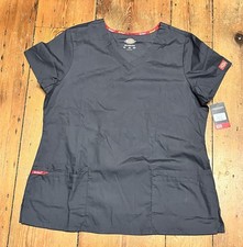 Dickies EDS Signature Modern Classic V-Neck Scrub Top - Women  s LG - 86706 NWT