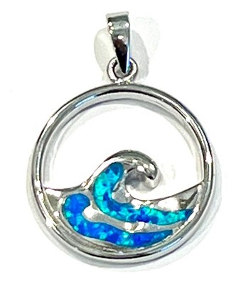 Opal & Sterling Silver Smooth Wave Pendant Beach Ocean Theme - Brand New