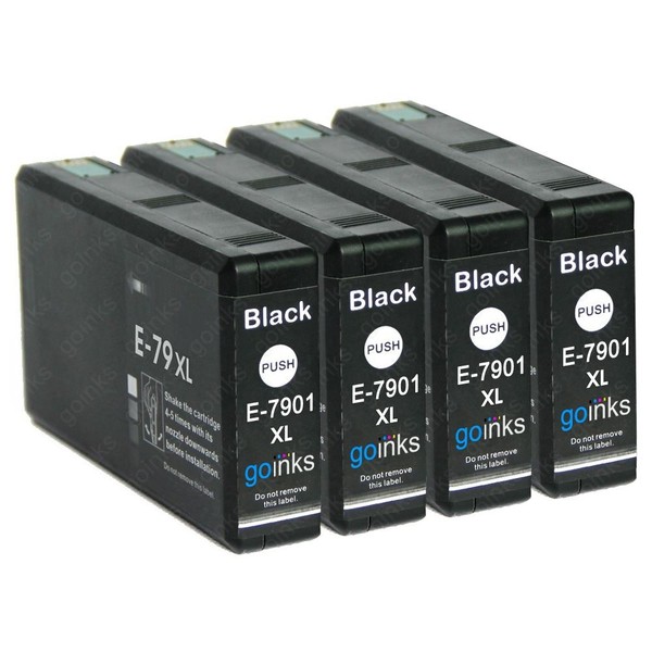 4 Schwarze Tintenpatronen Ersetzen Epson T7901 (79XL) Non-Oem / Kompatibel-image