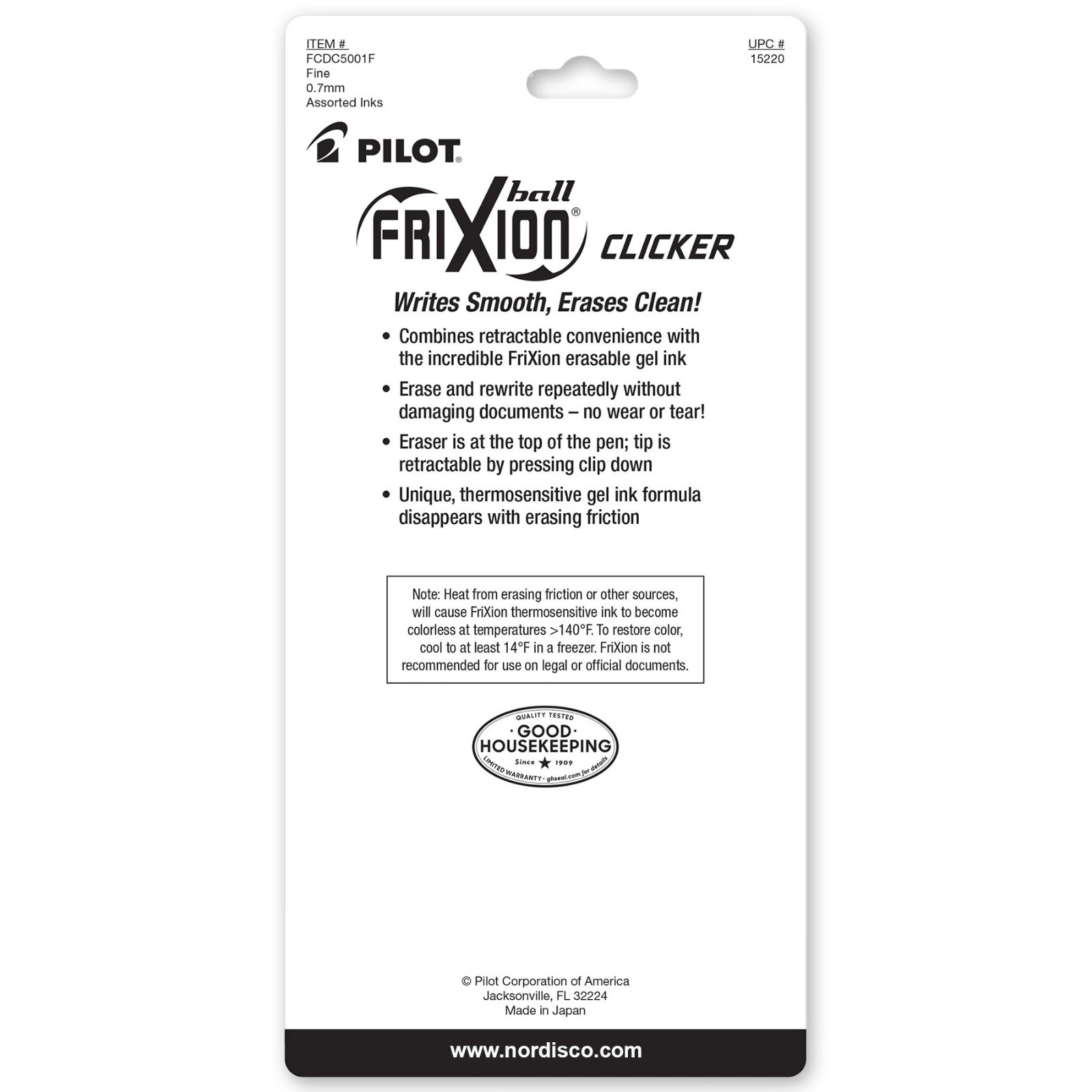 Pilot FriXion Clicker 07 Erasable Pens 15220, Assorted Inks, Polka Dot Barrel