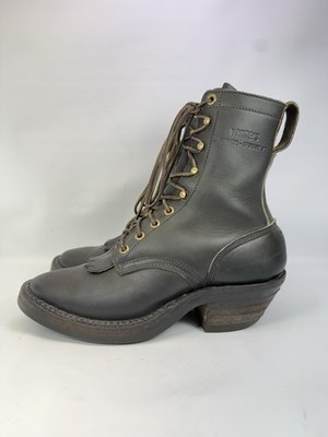 Vintage 80s Whites Packer Boots Black Leather Handmade Spokane WA Mens 5 G2U