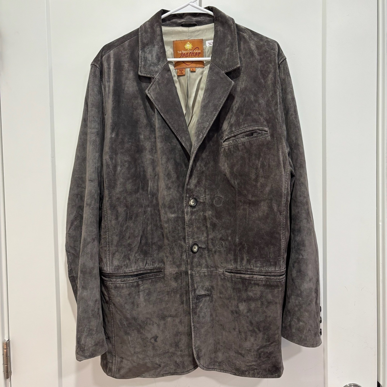 The Territory Ahead Brown Suede Leather Blazer Jacket Mens Large 3 Button Coat