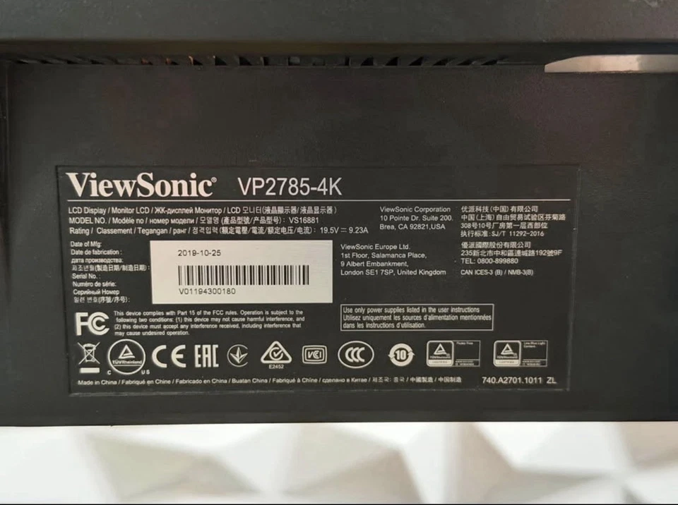 ViewSonic VP2785-4K ColorPro 27” 4K IPS Monitor – 99% AdobeRGB, USB-C - Image 2 of 3