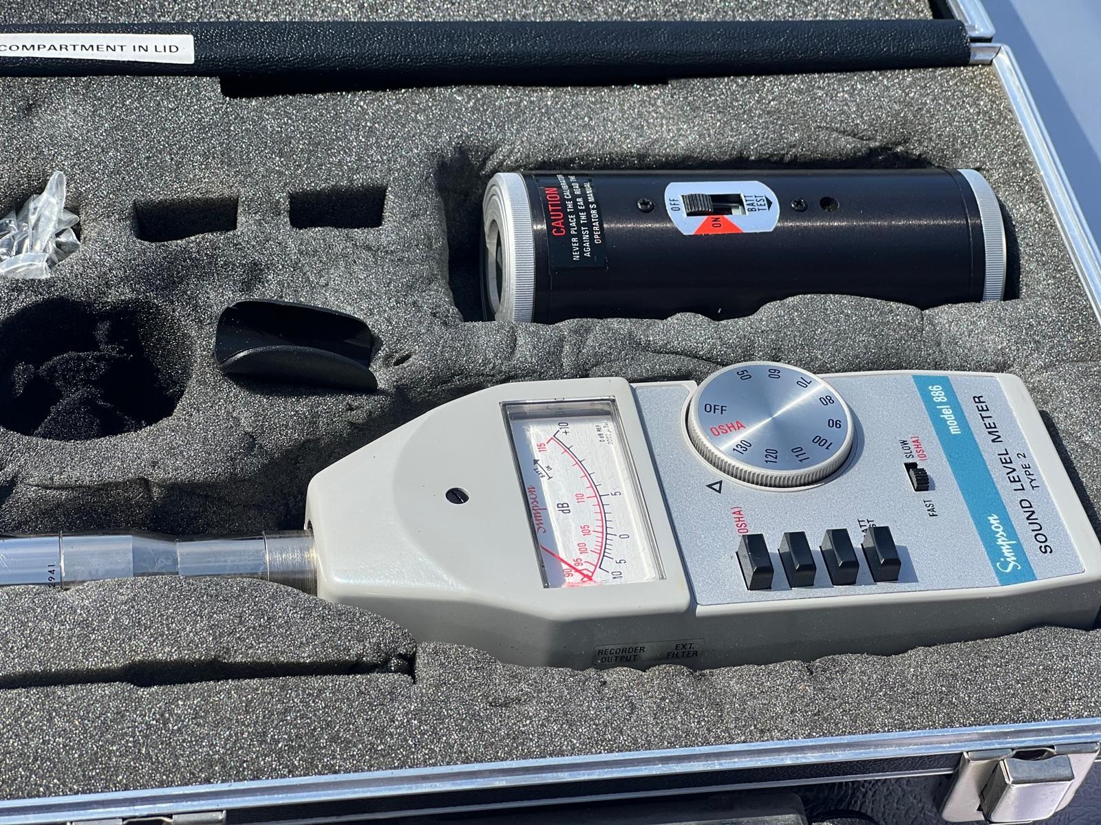 Simpson Sound Level Meter Type 2 Model# 866 w/Cable Instructions Case USA MADE