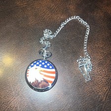 Vintage Tourist Theme Pocket Watch American Eagle