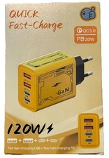 120W GaN Fast Charge Wall Charger USB-C USB-A 4 Ports Matte + All Phone Cable!