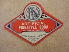Pineapple  Soda Paper Label &ndash; Vintage Pop Advertising Collectible