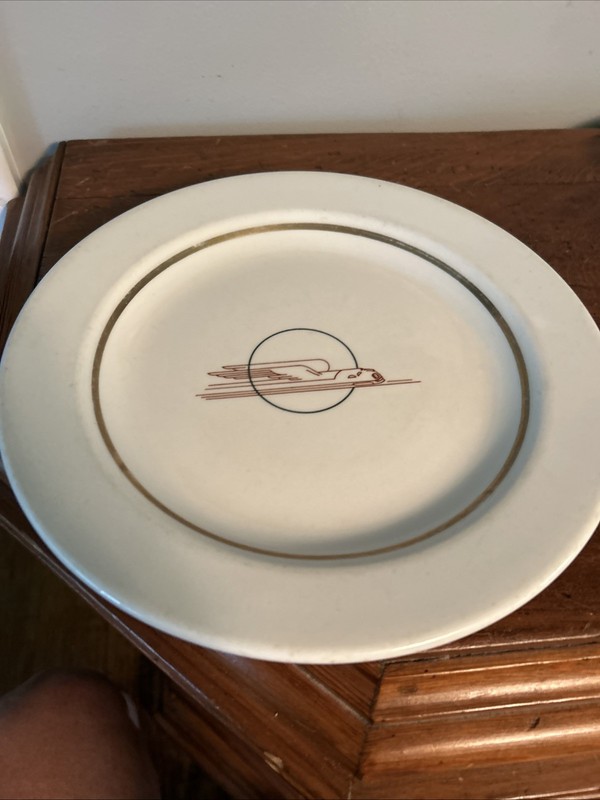 Vtg Union Pacific Railroad Winged Stream Liner 10.5 ” Plate, Trenton China USA