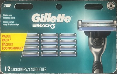 Gillette MACH3 Refill Razor Blades 12 Cartridges 