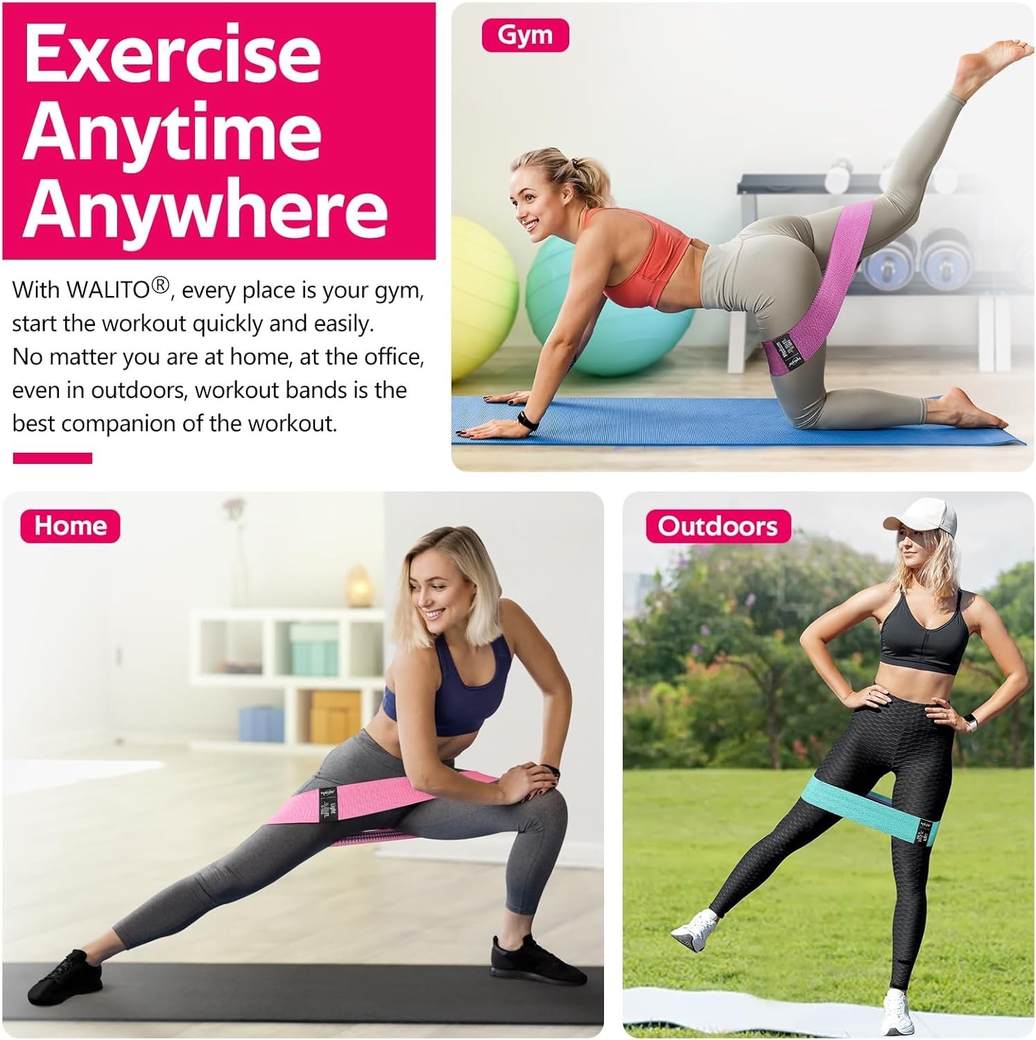 3-Pack Fabric Booty Bands for Fitness & Yoga - Lightweight & Travel-friendly