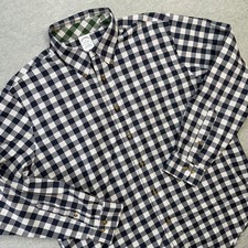 Brooks Brothers Shirt Mens XL Navy Blue Gray Check Button Down Non Iron Supima