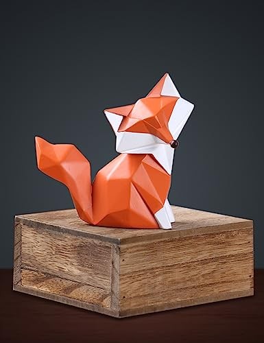 Fox Figurine Gifts Geometric Sculpture Decor Animal Gifts Statue Polyresin - Picture 3 of 7