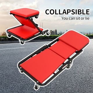Foldable Creeper, 2-in-1 Rolling Garage Z Creeper Car & Seat, 36" Roller Mechani - Picture 6 of 8