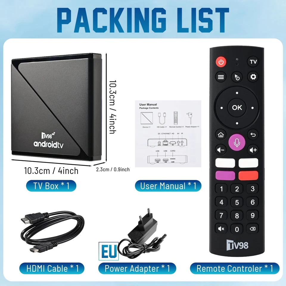 TV98 TV Stick Android 14 ATV WiFi Smart HD 8K 3D TV Box Media Player 2GB+16GB - Bild 2 von 4