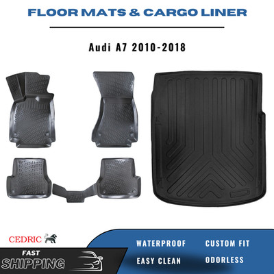 Car Floor Mats & Trunk Cargo Liner for Audi A7 2010-2018 Sedan 3D TPE FULL Set