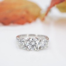 Platinum Diamond 3-Stone Engagement Ring Wedding Band 2.9ctw Size 6.25 RG4952