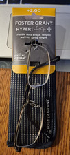 Foster Grant Hyperflexx Metal HF25 Gun Men's Reading Glasses with Case +2.00 NEW