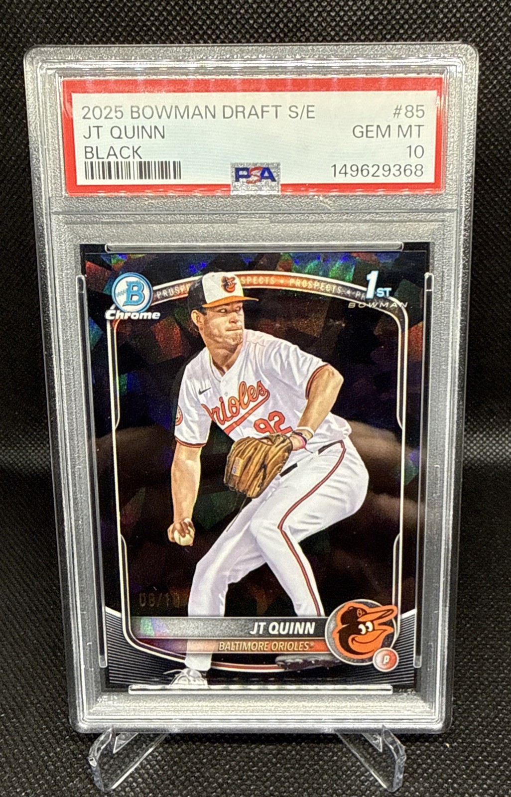 2025 Bowman Draft SAPPHIRE JT QUINN Chrome BLACK Refractor 1st /10 PSA 10 Pop 1!