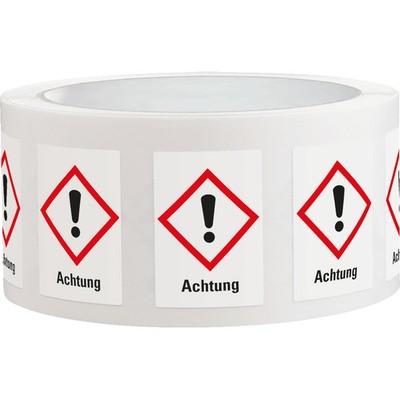 Aufkleber Symbol Ausrufezeichen GHS07 Achtung 52x74mm 1000/Rol GHS-Verordnung