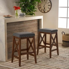 Vinsetto Saddle Barstool Set of 2, Charcoal